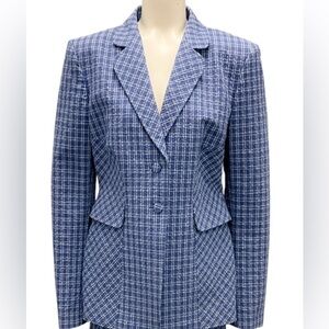 Altuzarra Fenice blue gingham seersucker blazer jacket